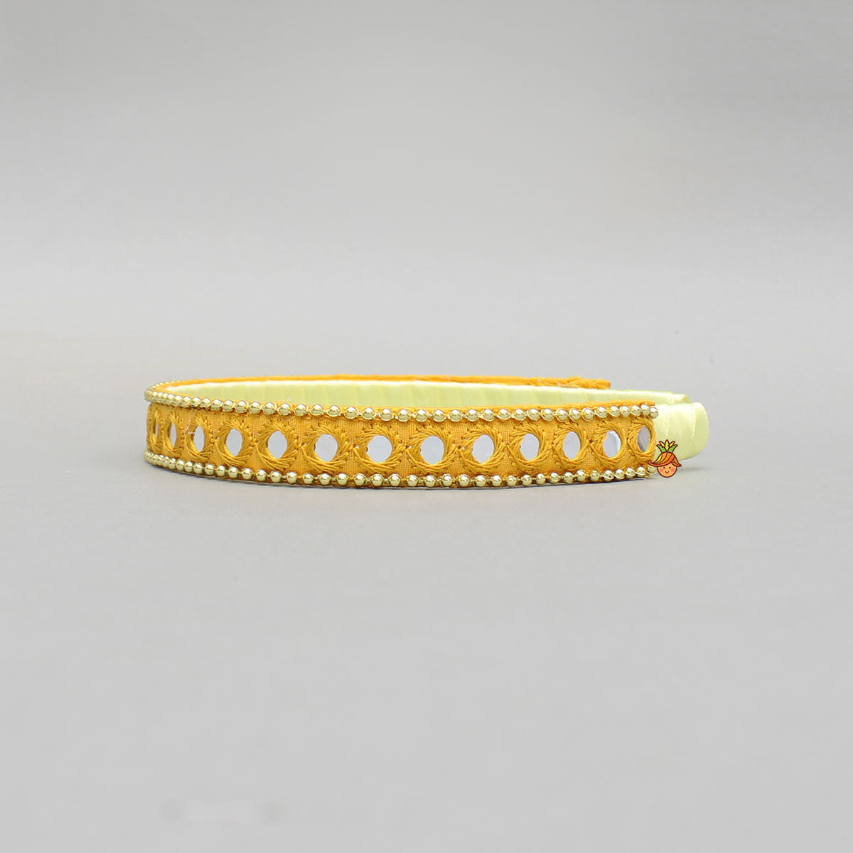 Faux Mirror Work Yellow Hair Band