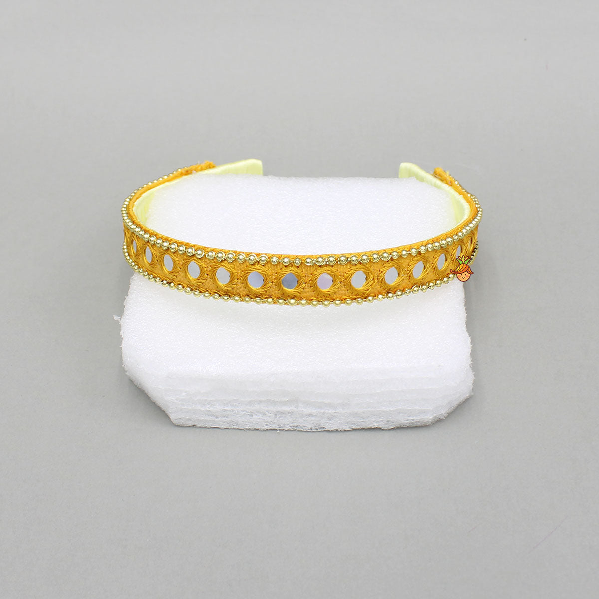 Faux Mirror Work Yellow Hair Band