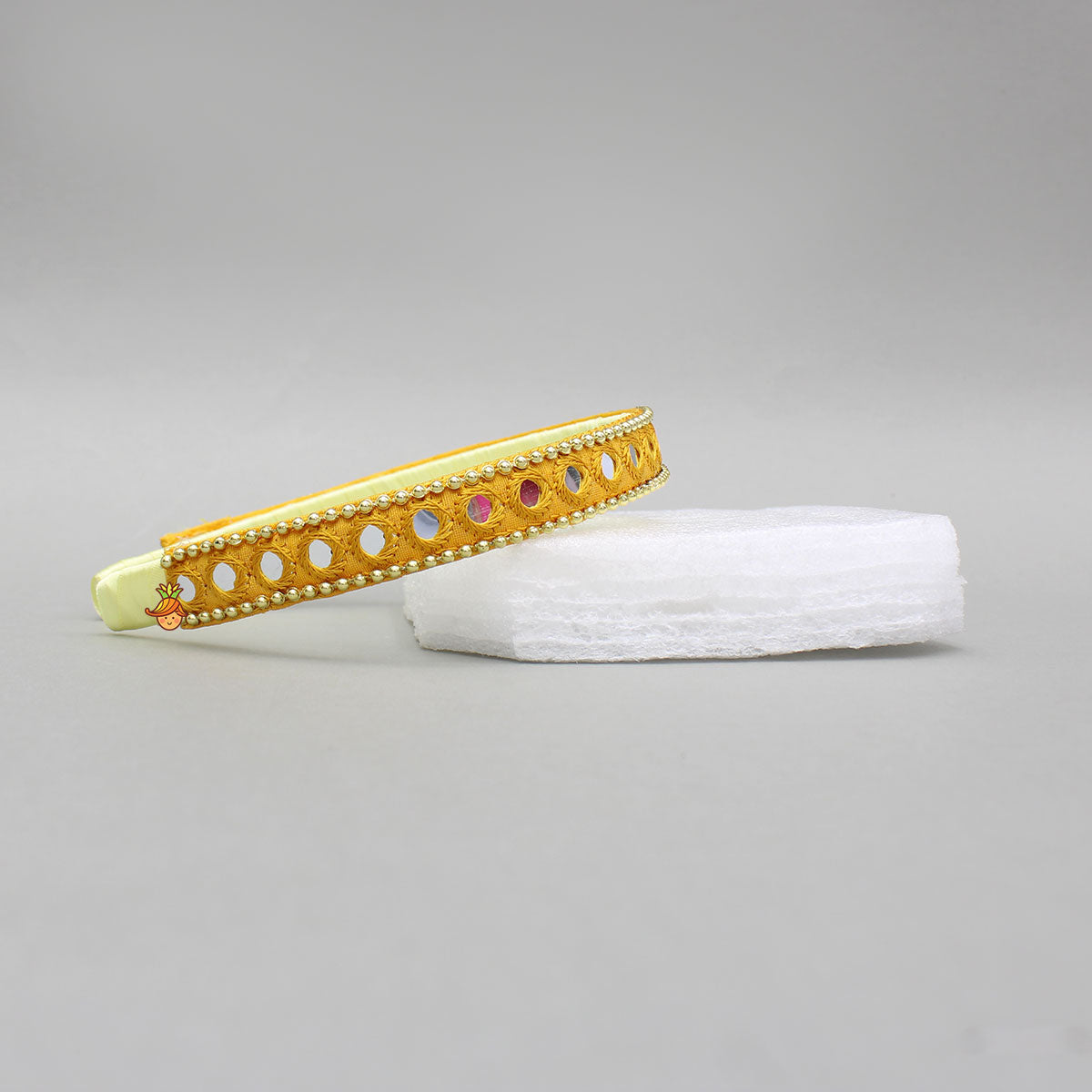 Faux Mirror Work Yellow Hair Band