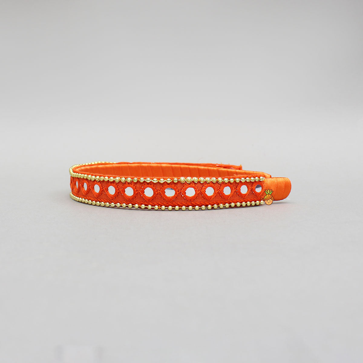 Faux Mirror Work Orange Hair Band