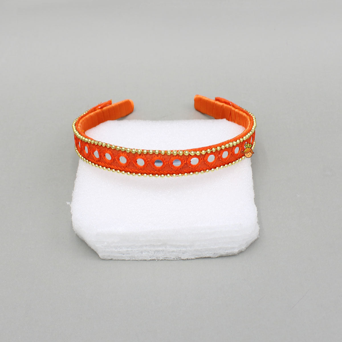 Faux Mirror Work Orange Hair Band