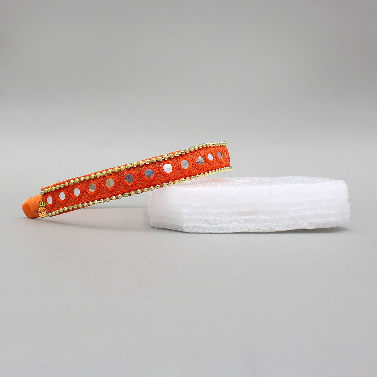 Faux Mirror Work Orange Hair Band