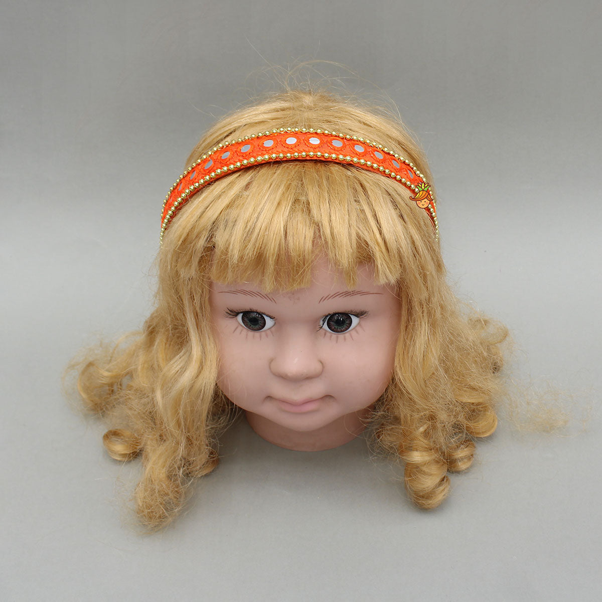 Faux Mirror Work Orange Hair Band