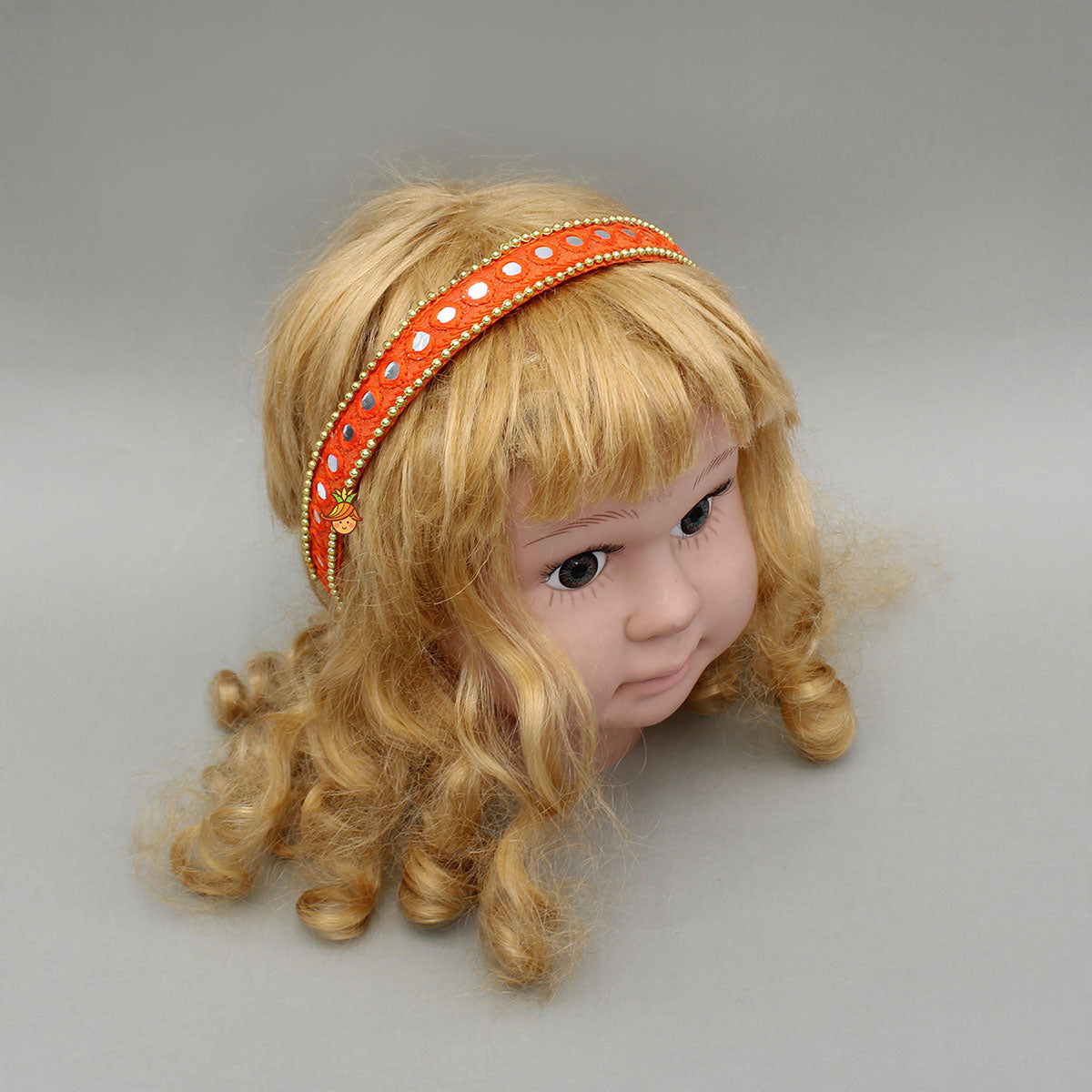 Faux Mirror Work Orange Hair Band