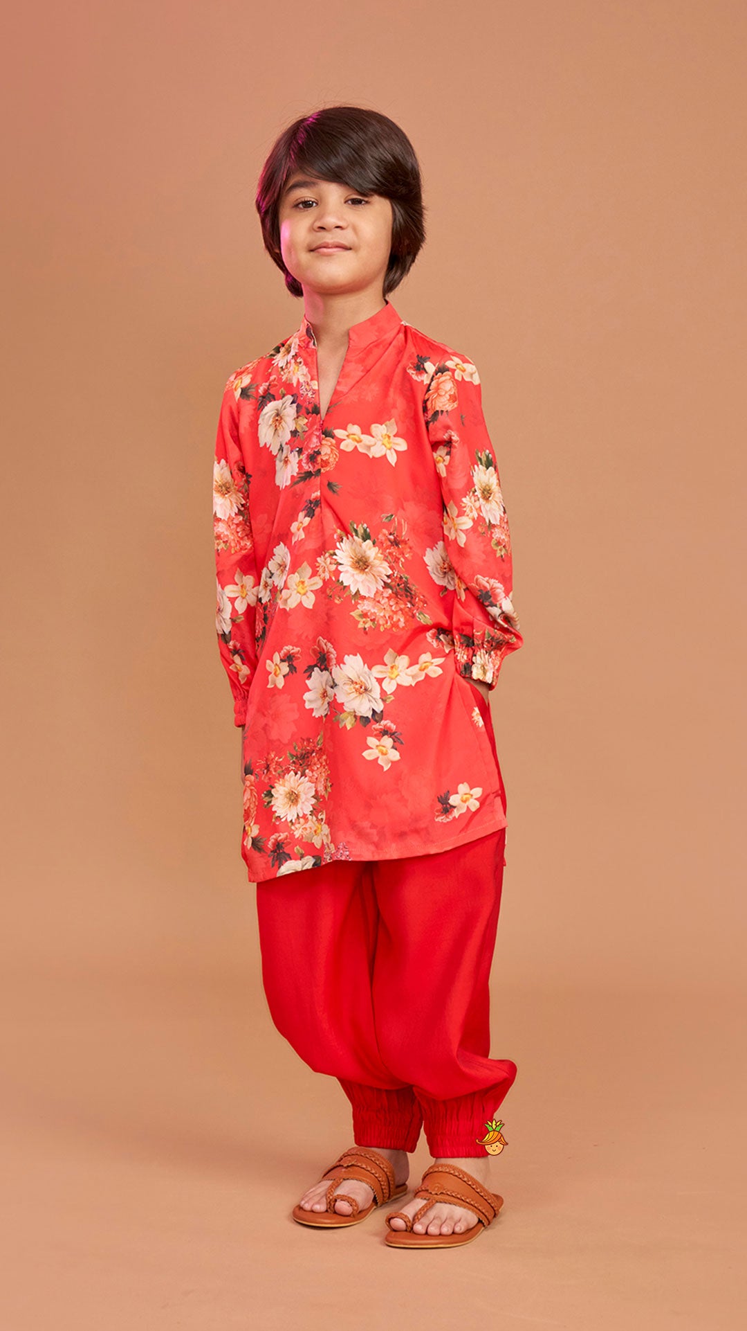 Pre Order: Multicolour Floral Printed Kurta With Jogger Style Pyjama