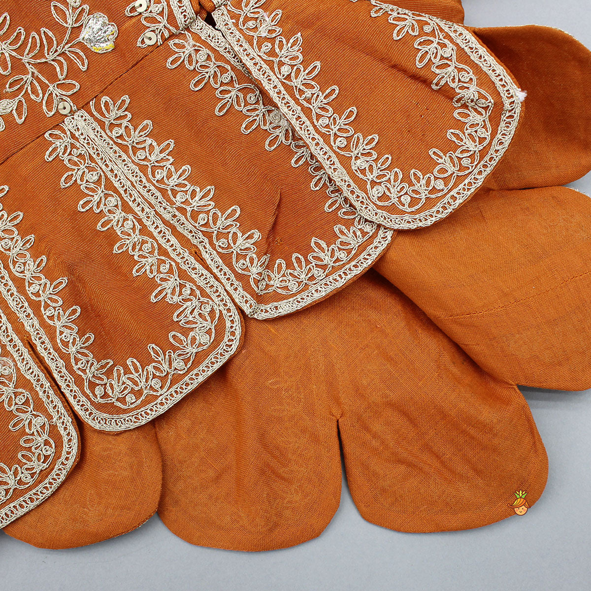 Pre Order: Shimmery Floral Embroidered Scalloped Top With Shimmery Lehenga