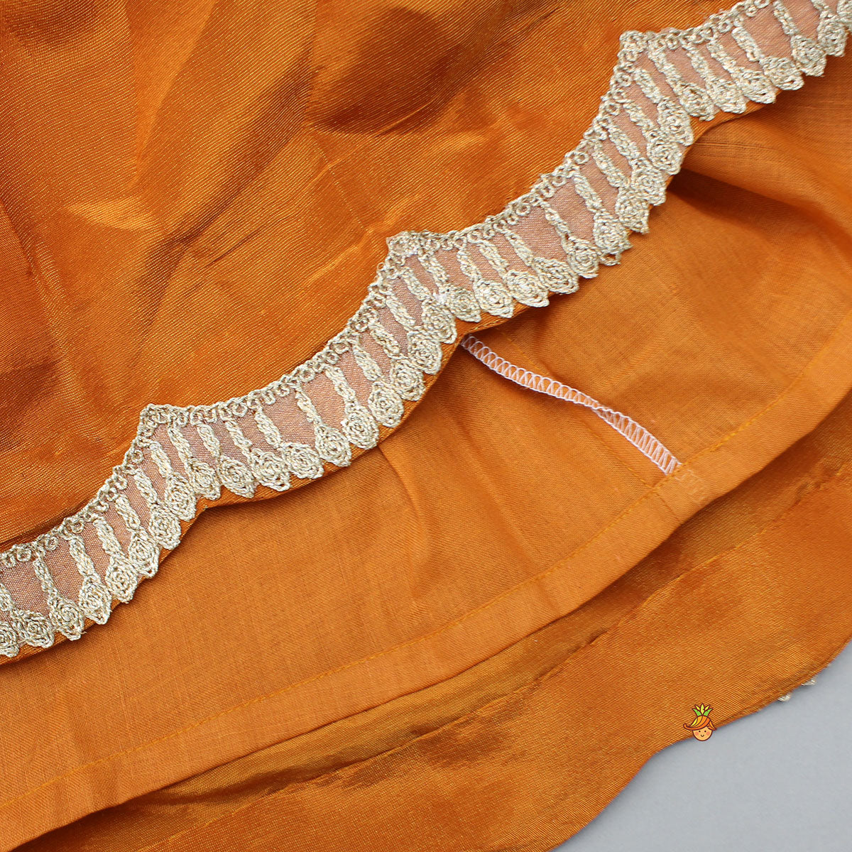 Pre Order: Shimmery Floral Embroidered Scalloped Top With Shimmery Lehenga