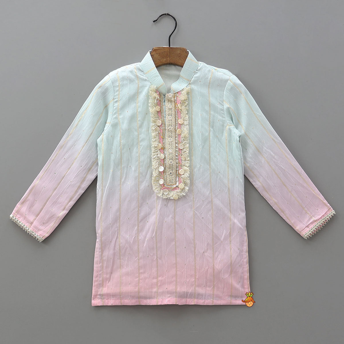 Pre Order: Sequin And Lace Detailed Ombre Kurta With Pyjama