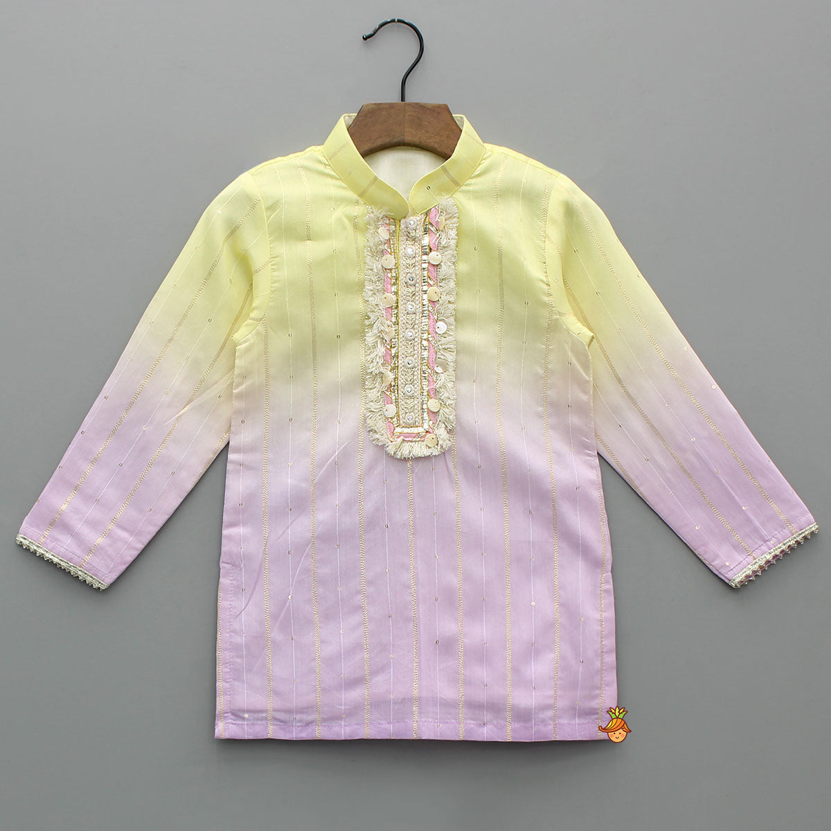 Pre Order: Ombre Lace Work Decorative Kurta With Pyjama