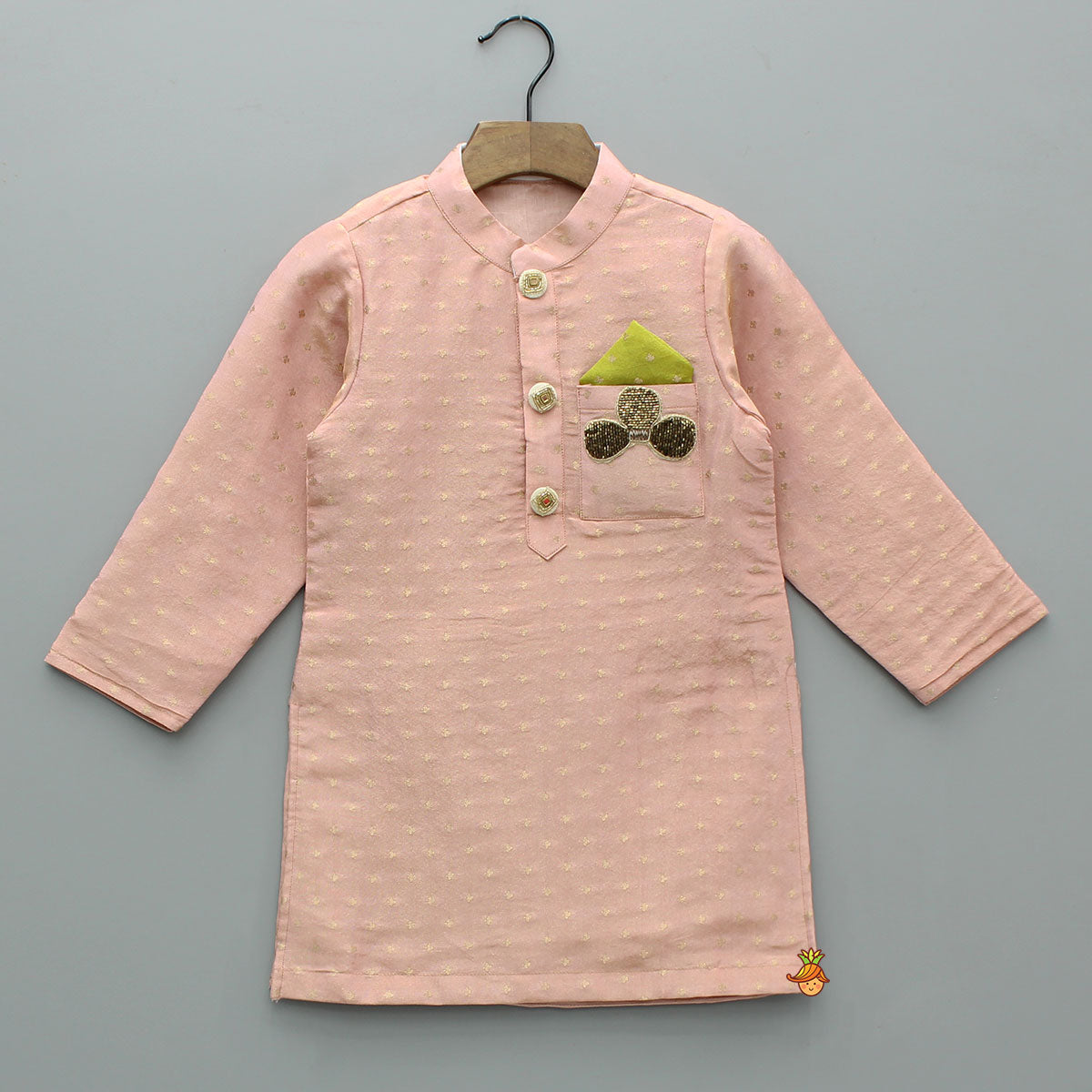 Pre Order: Shimmery Pocket Square Detailed Silk Kurta With Pyjama