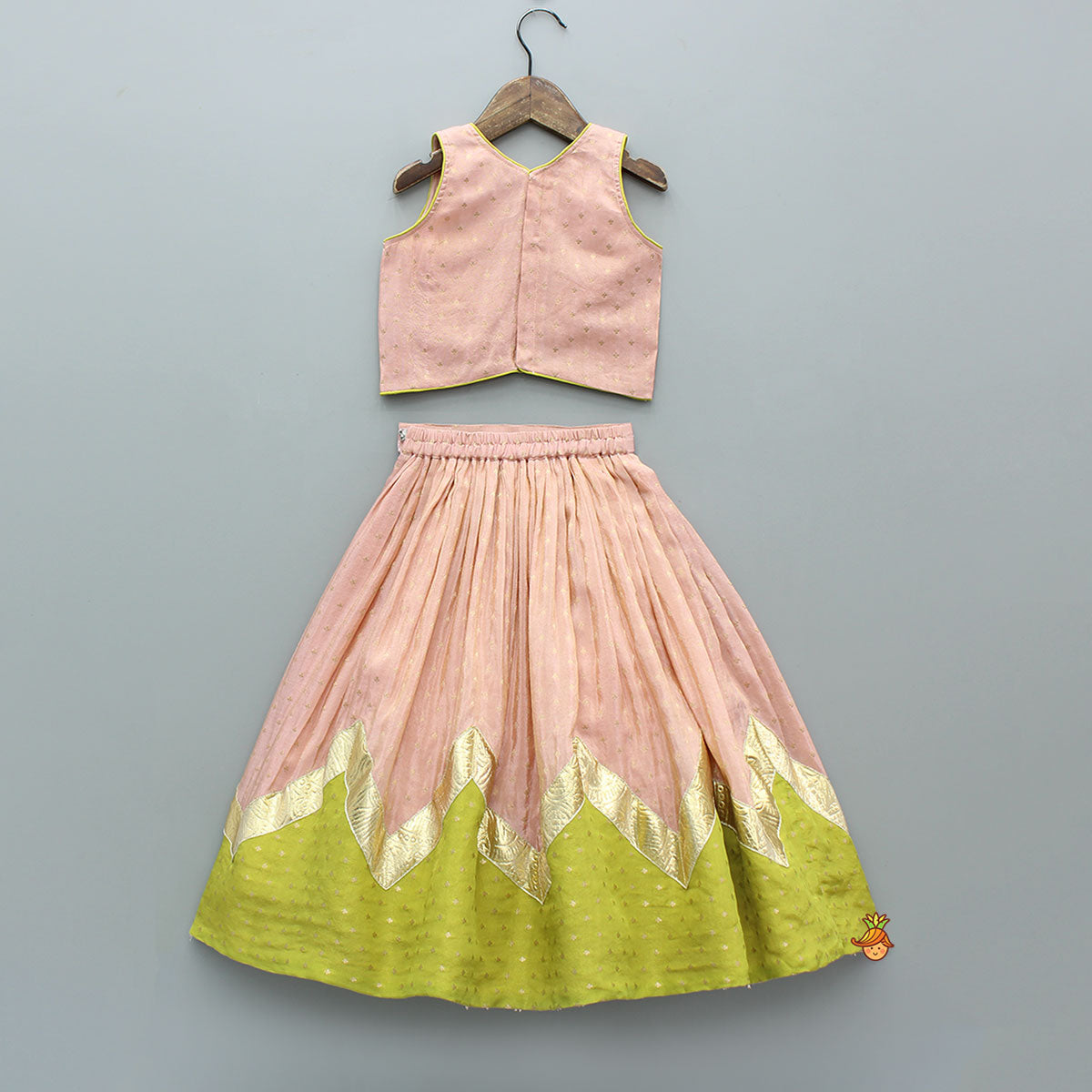 Pre Order: Shimmery Intricate Floral Embroidered Top With Flared Shimmery Lehenga