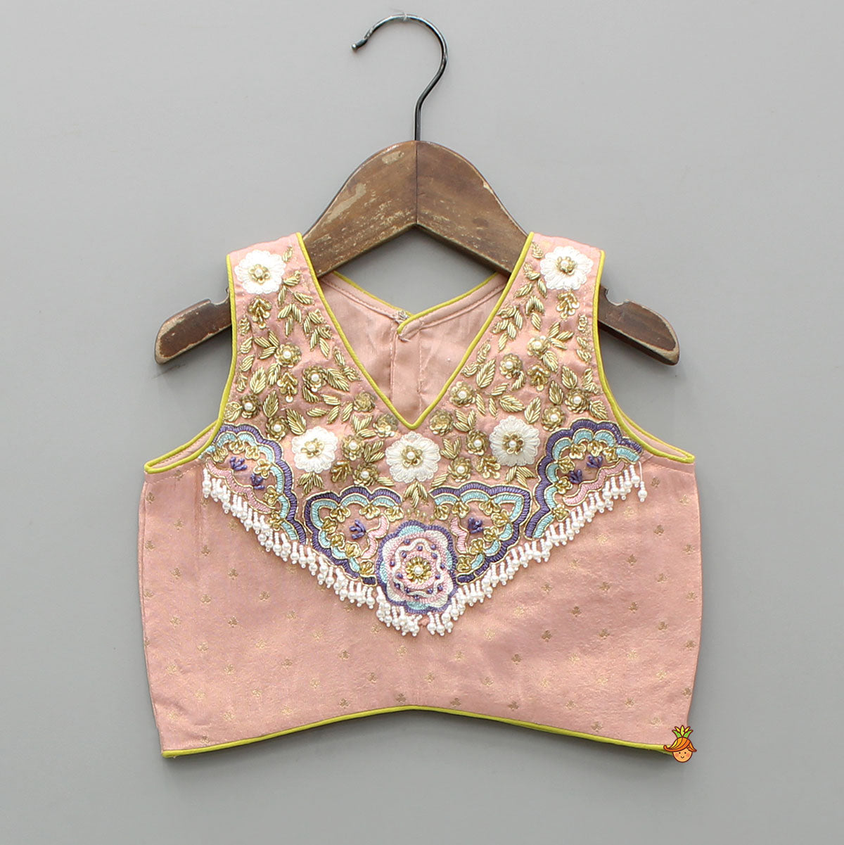Pre Order: Shimmery Intricate Floral Embroidered Top With Flared Shimmery Lehenga