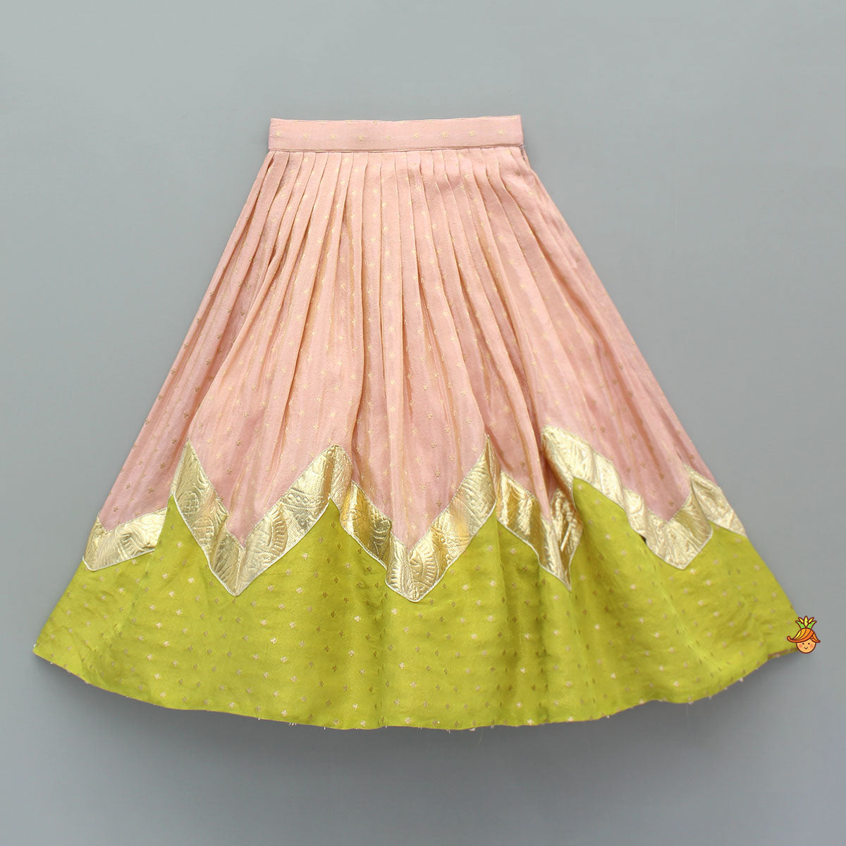 Pre Order: Shimmery Intricate Floral Embroidered Top With Flared Shimmery Lehenga