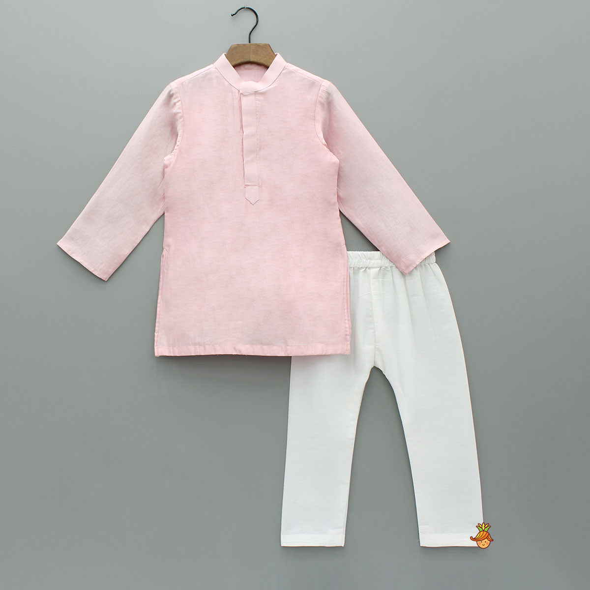 Pre Order: Pink Kurta With Floral Embroidered Jacket And Pyjama