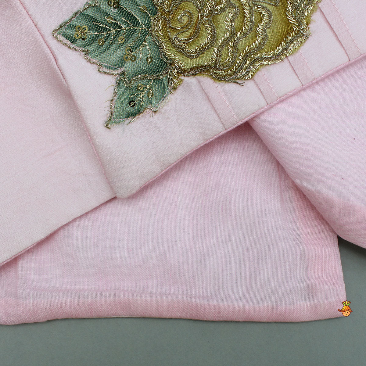 Pre Order: Pink Kurta With Floral Embroidered Jacket And Pyjama