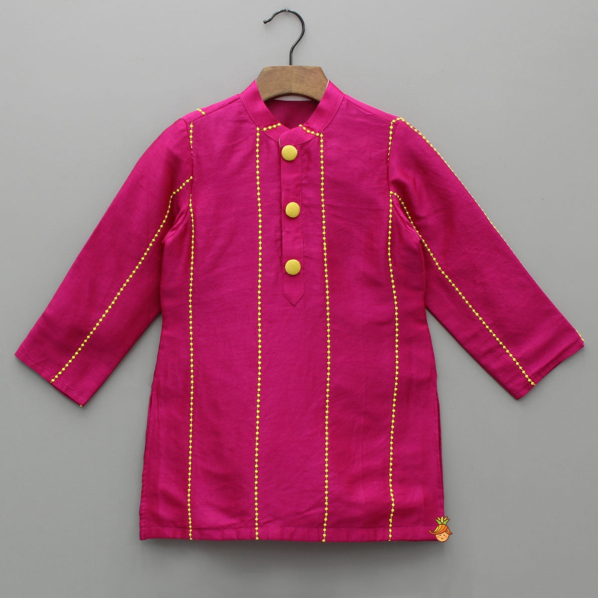 Pre Order: Pink Kurta With Polka Dots Embroidered Jacket And Pyjama