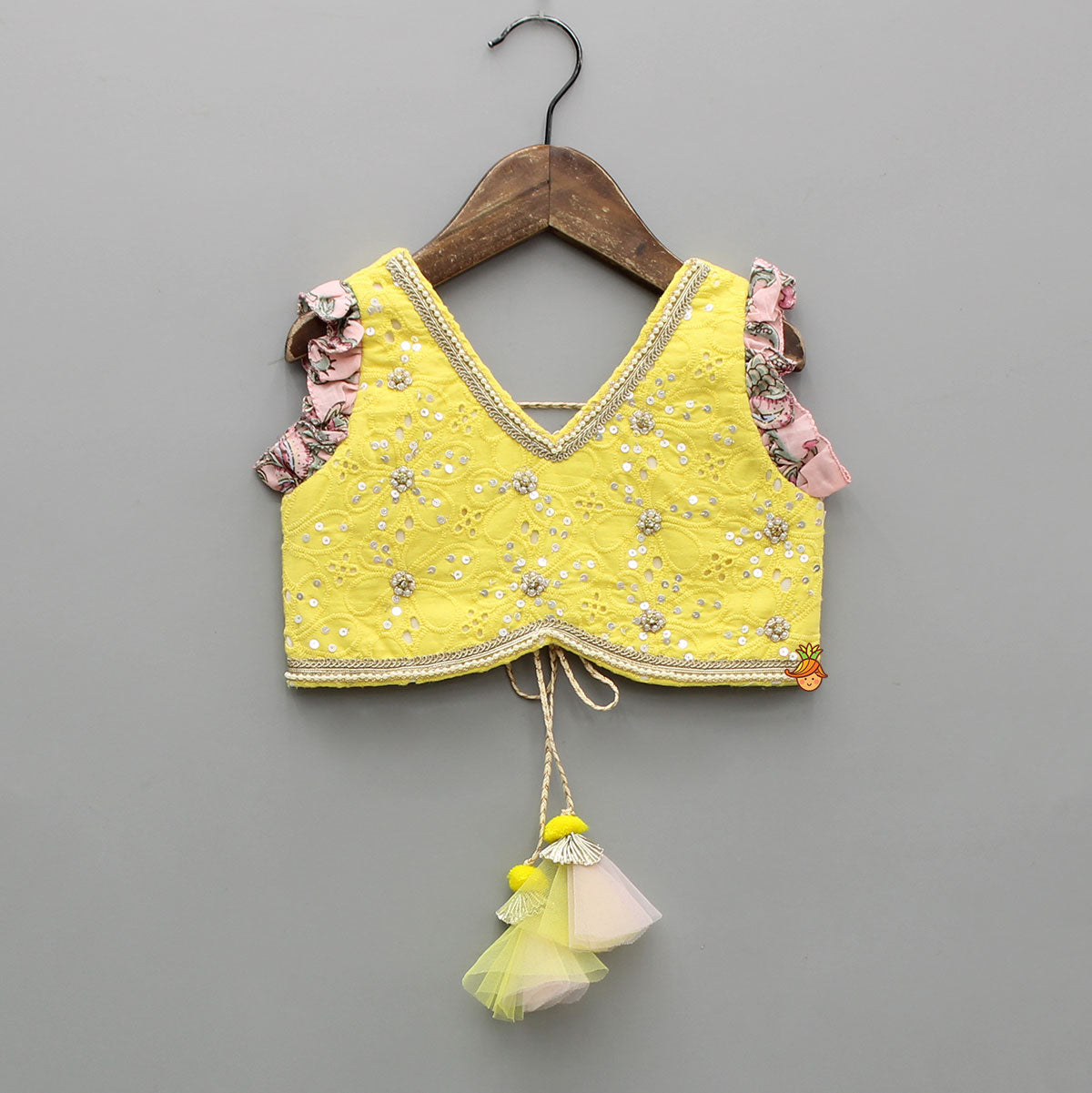 Pre Order: Gorgeous Embroidered Yellow Top With Embroidered Lehenga And Dupatta