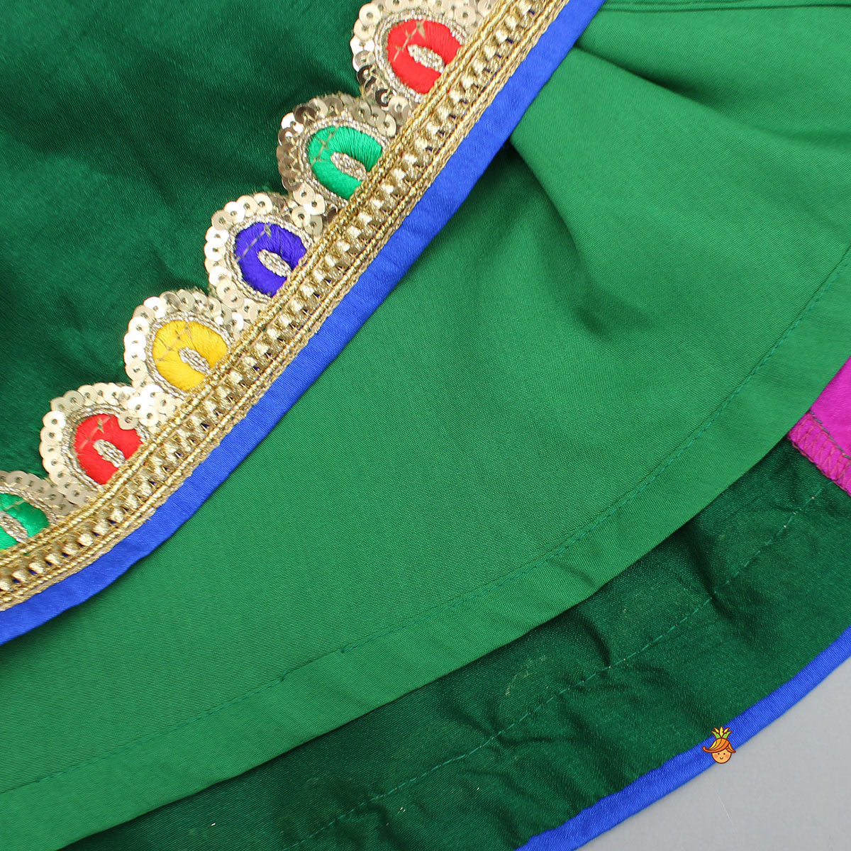 Pre Order: Multicolour Embellished Mirror Work Top With Multicolour Lehenga And Dupatta