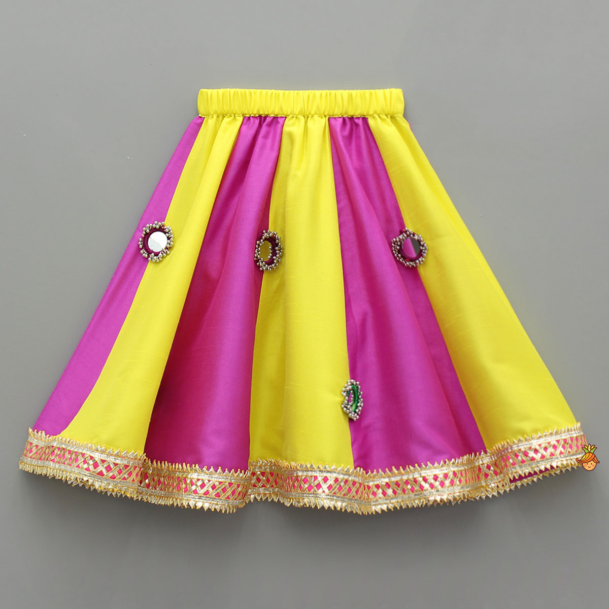 Pre Order: Stylish Mirror Embellished Halter Neck Top With Lehenga And Dupatta