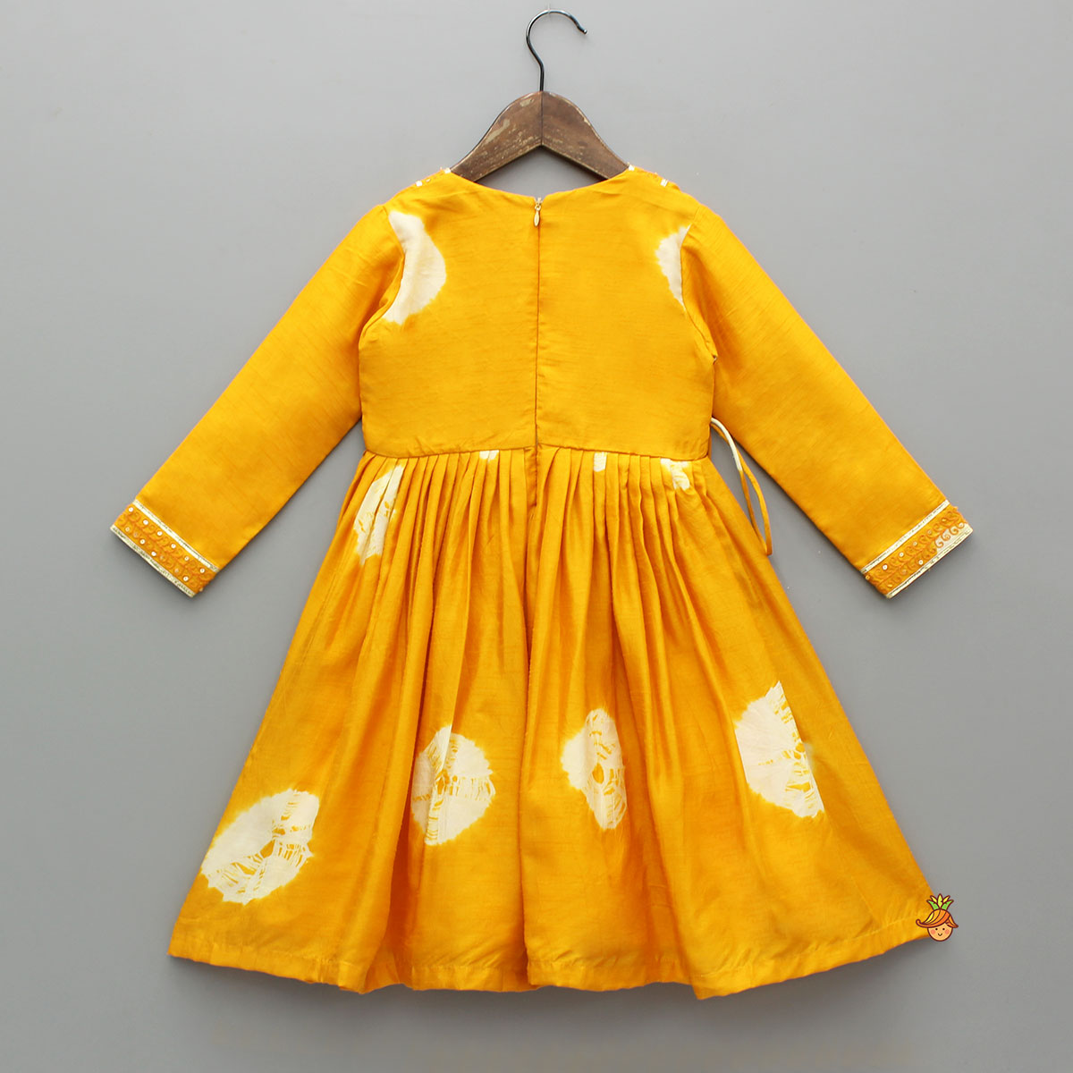 Pre Order: Yellow Angarkha Style Lace Detailed Anarkali With Dupatta