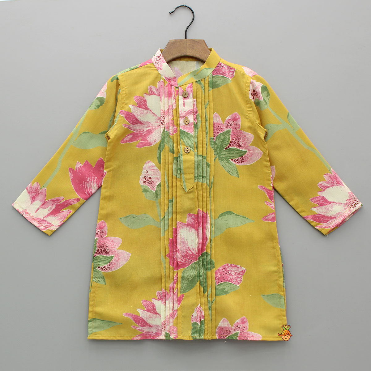 Pre Order: Floral Printed Pin Tuck Detailed Kurta With Pyjama