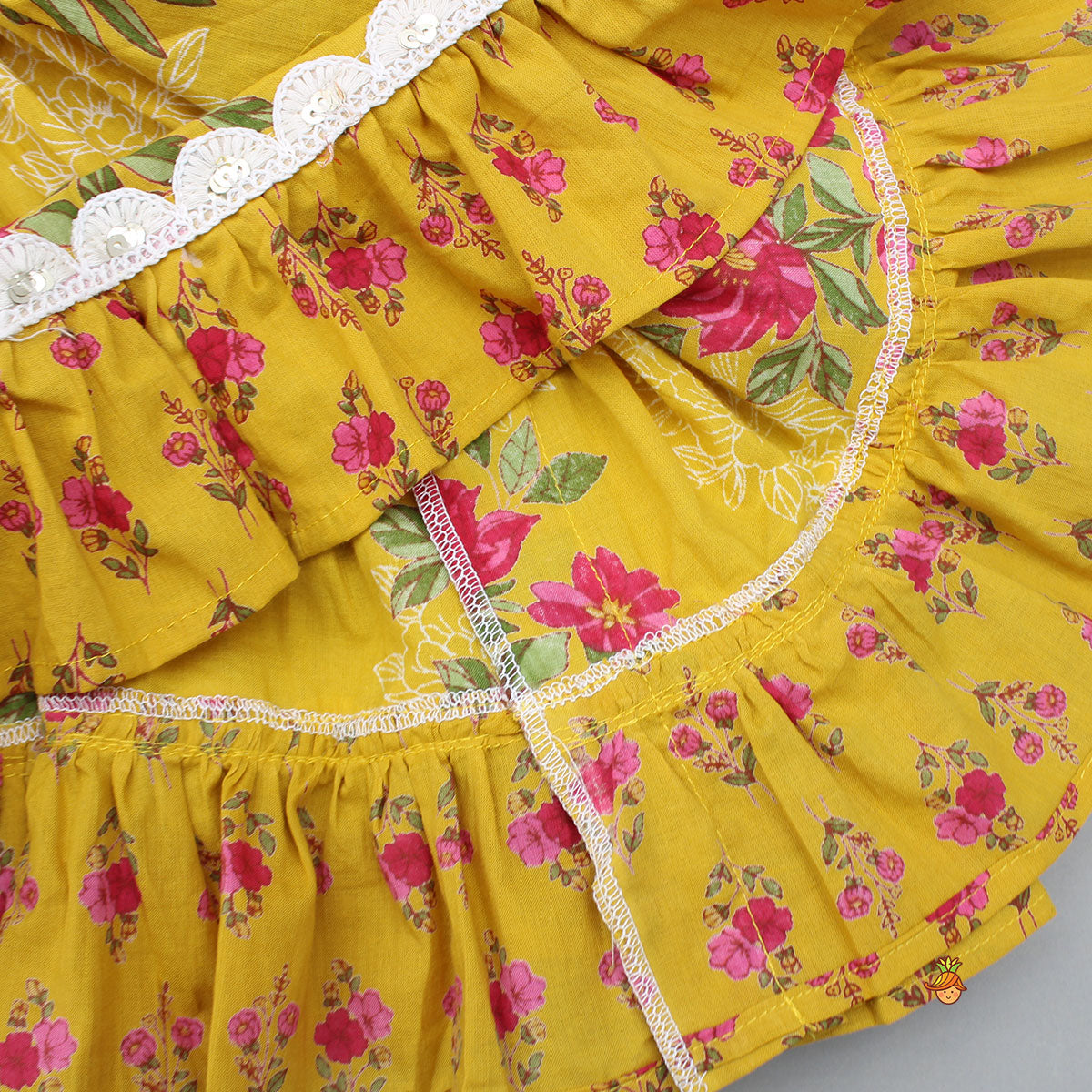 Pre Order: Multicolour Floral Printed Cotton Kurti With Sharara And Dupatta