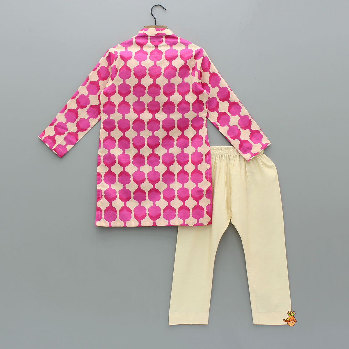 Pre Order: Embroidered Placket Pink Kurta With Pyjama