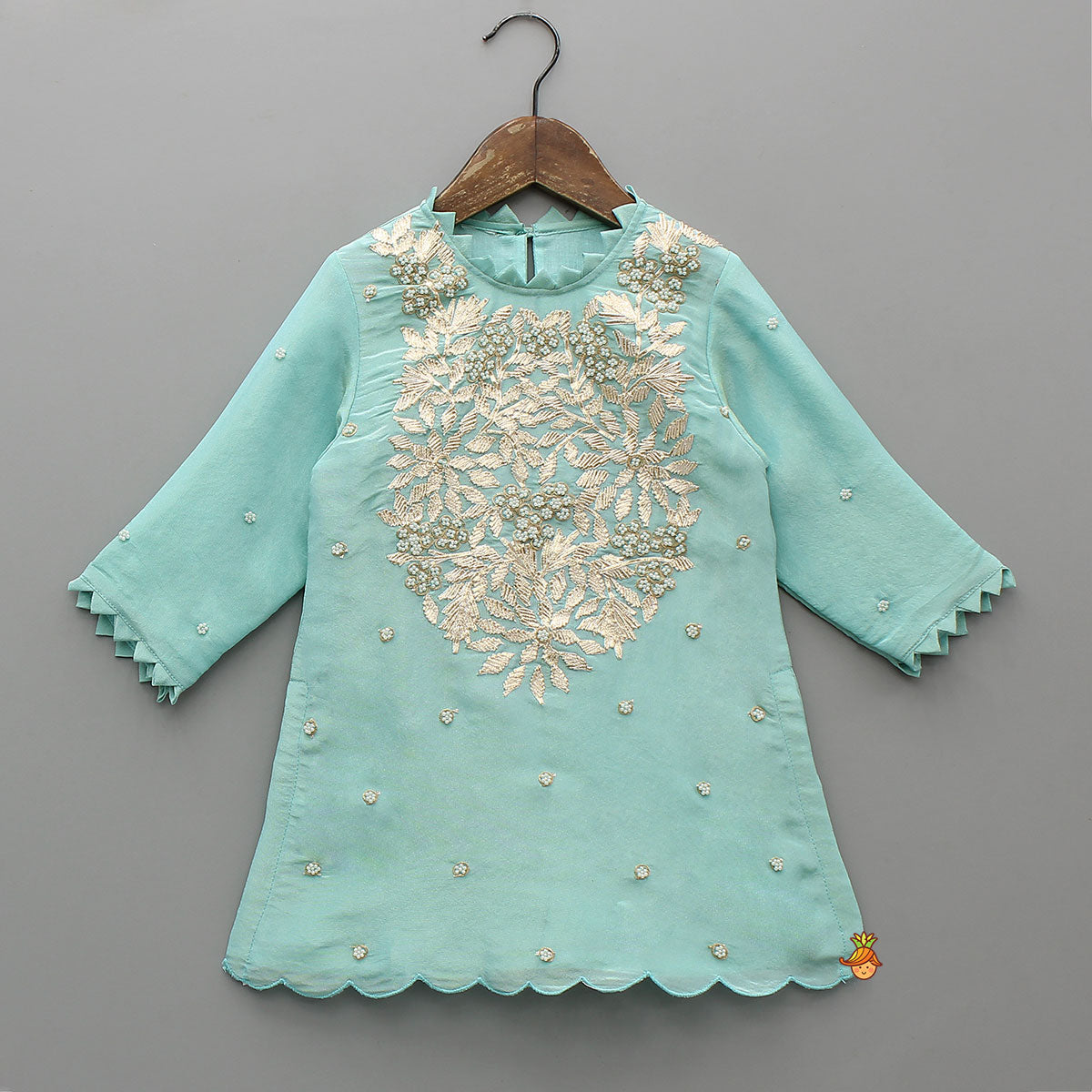 Pre Order: Gota Work Shimmery Kurti And Palazzo