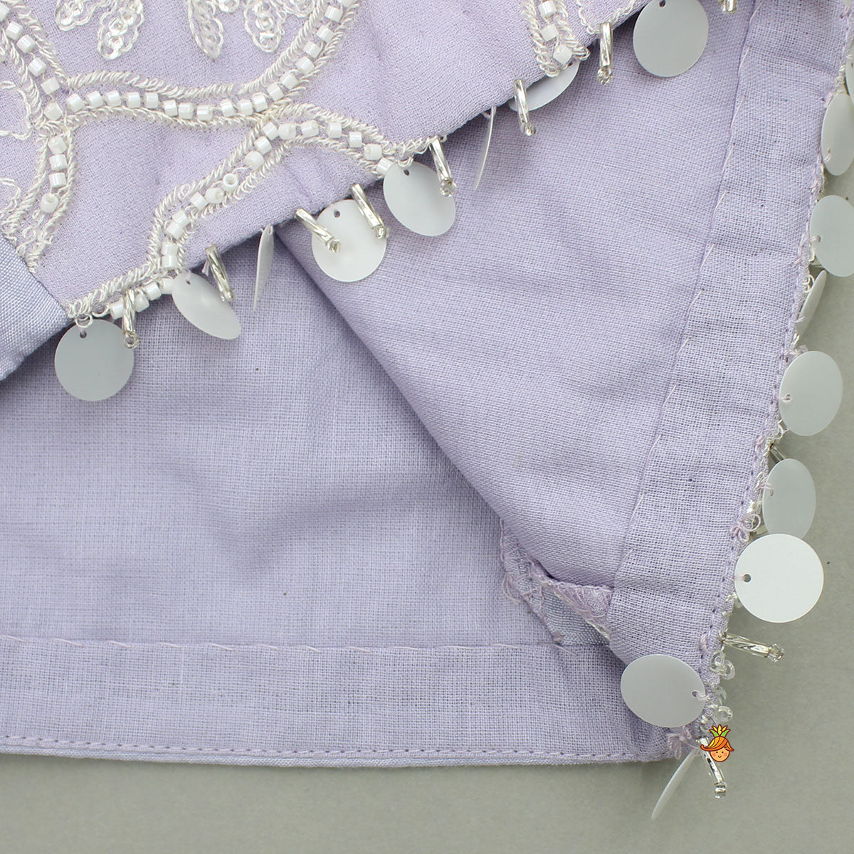 Pre Order: Lavender Bow Adorned Sleeveless Embroidered Top With Lehenga