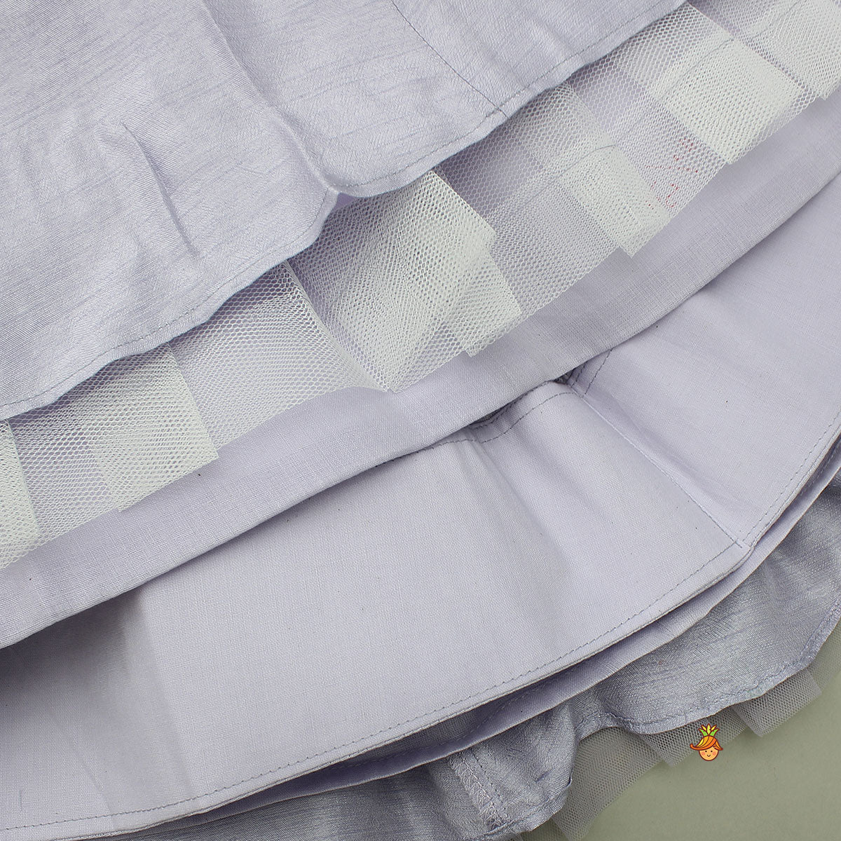 Pre Order: Lavender Bow Adorned Sleeveless Embroidered Top With Lehenga