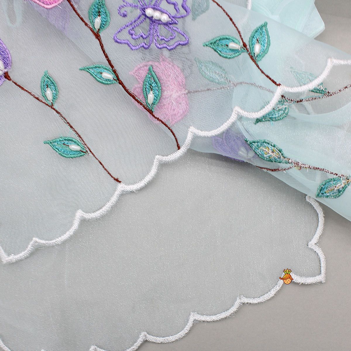 Pre Order: Top With Beautiful Floral Embroidered Organza Cape With Palazzo