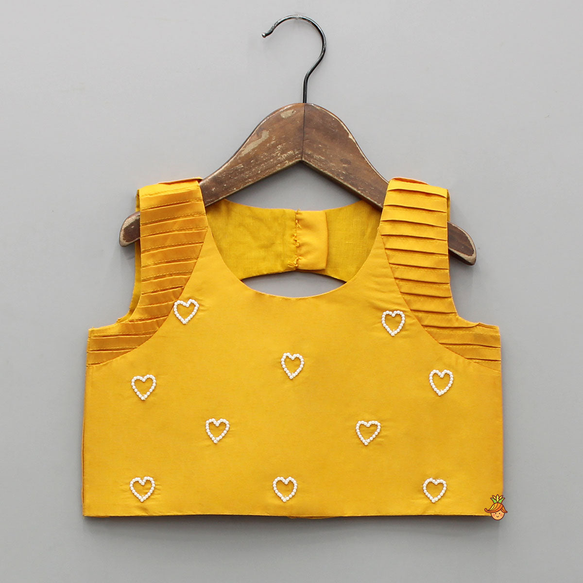 Pre Order: Little Hearts Embroidered Top With Hearts Embroidered Lehenga