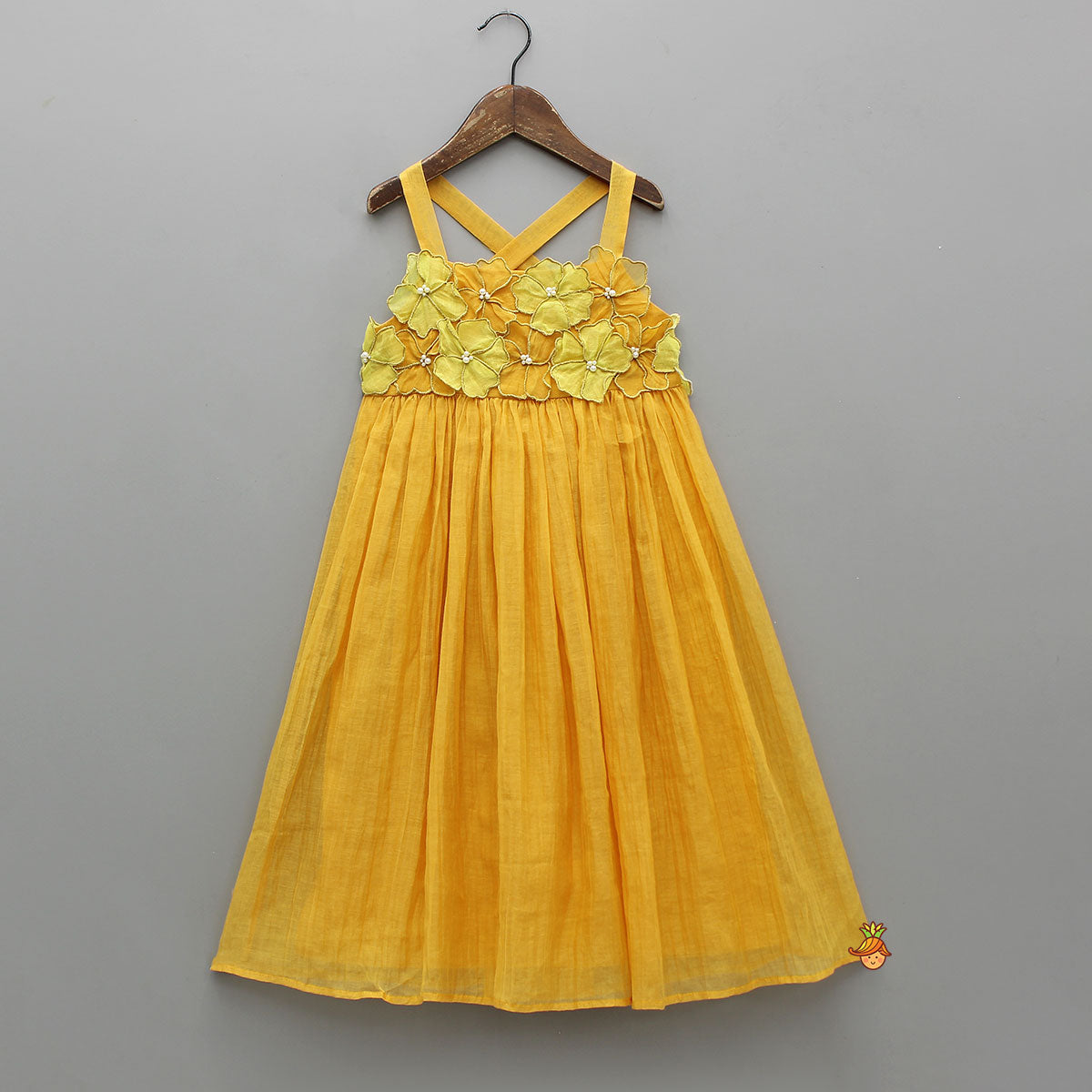 Pre Order: Strappy Dress With Fabric Flower Enhancements