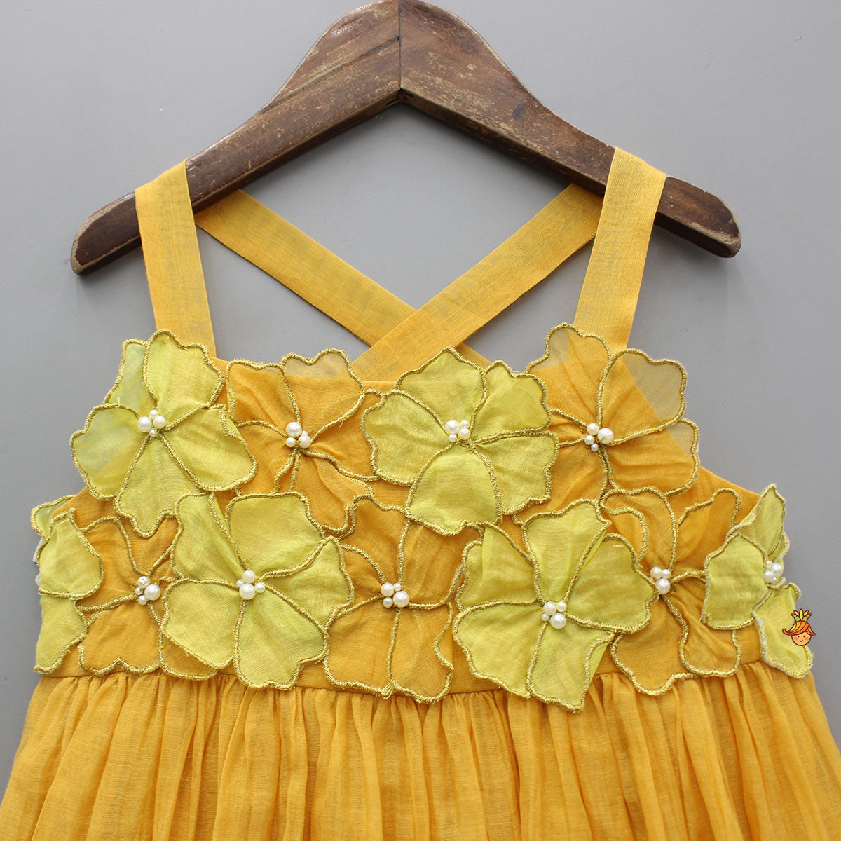 Pre Order: Strappy Dress With Fabric Flower Enhancements