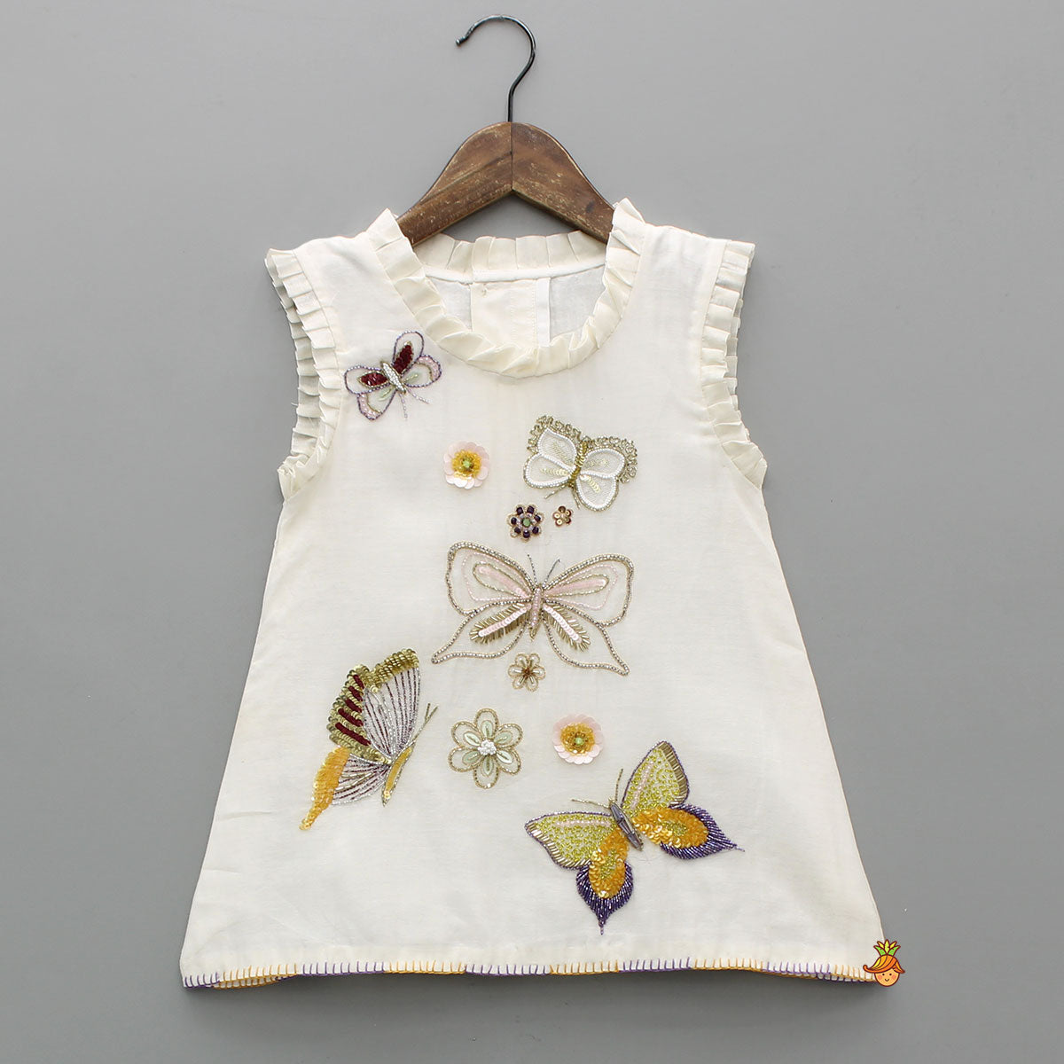 Pre Order: Intricate Butterfly Embroidered Kurti And Sharara