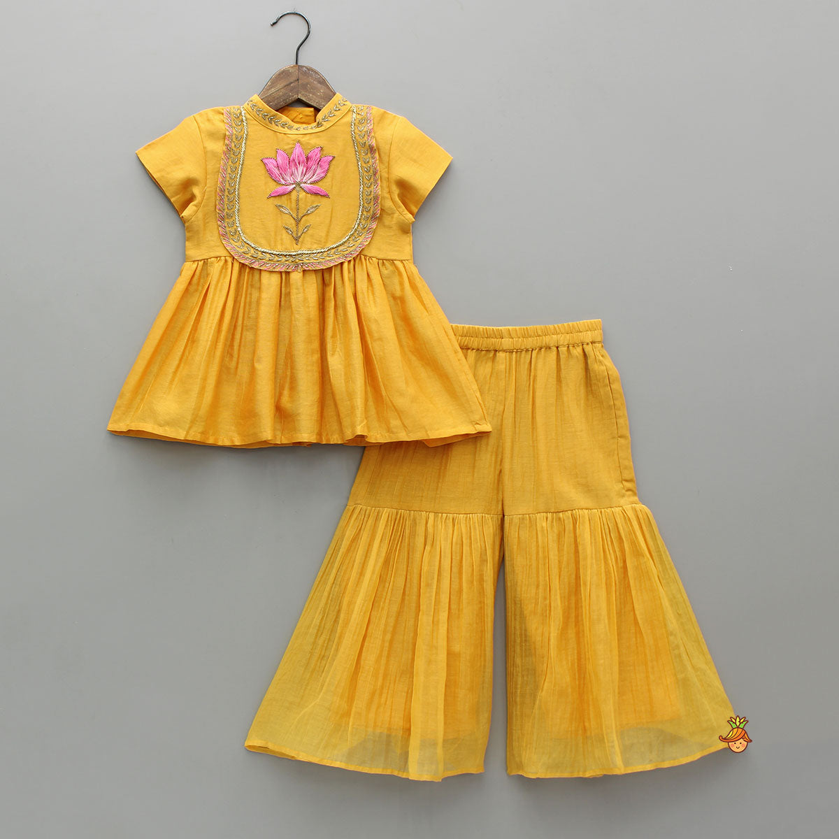 Pre Order: Embroidered Yoke Top With Sharara