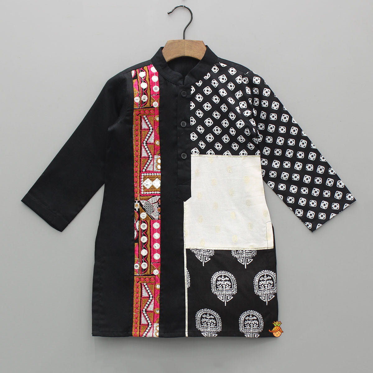 Pre Order: Multicolour Embroidered Lace Detailed Kurta With Pyjama