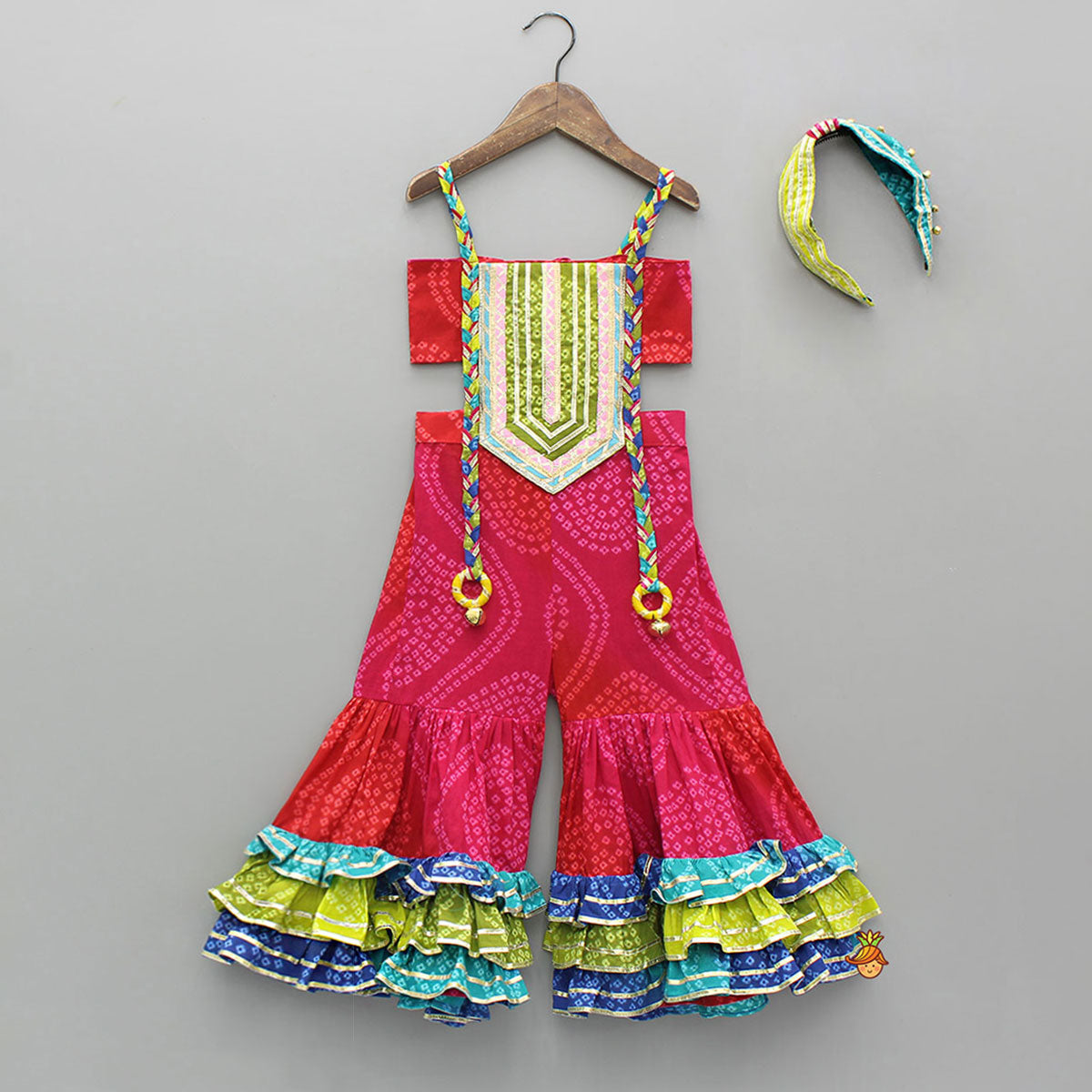 Pre Order: Stunning Multicolour Lace Detailed Embellished Jumpsuit With Matching Hairband