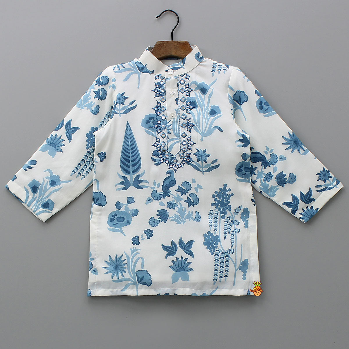 Floral Printed Front Placket Kurta With Pyjama