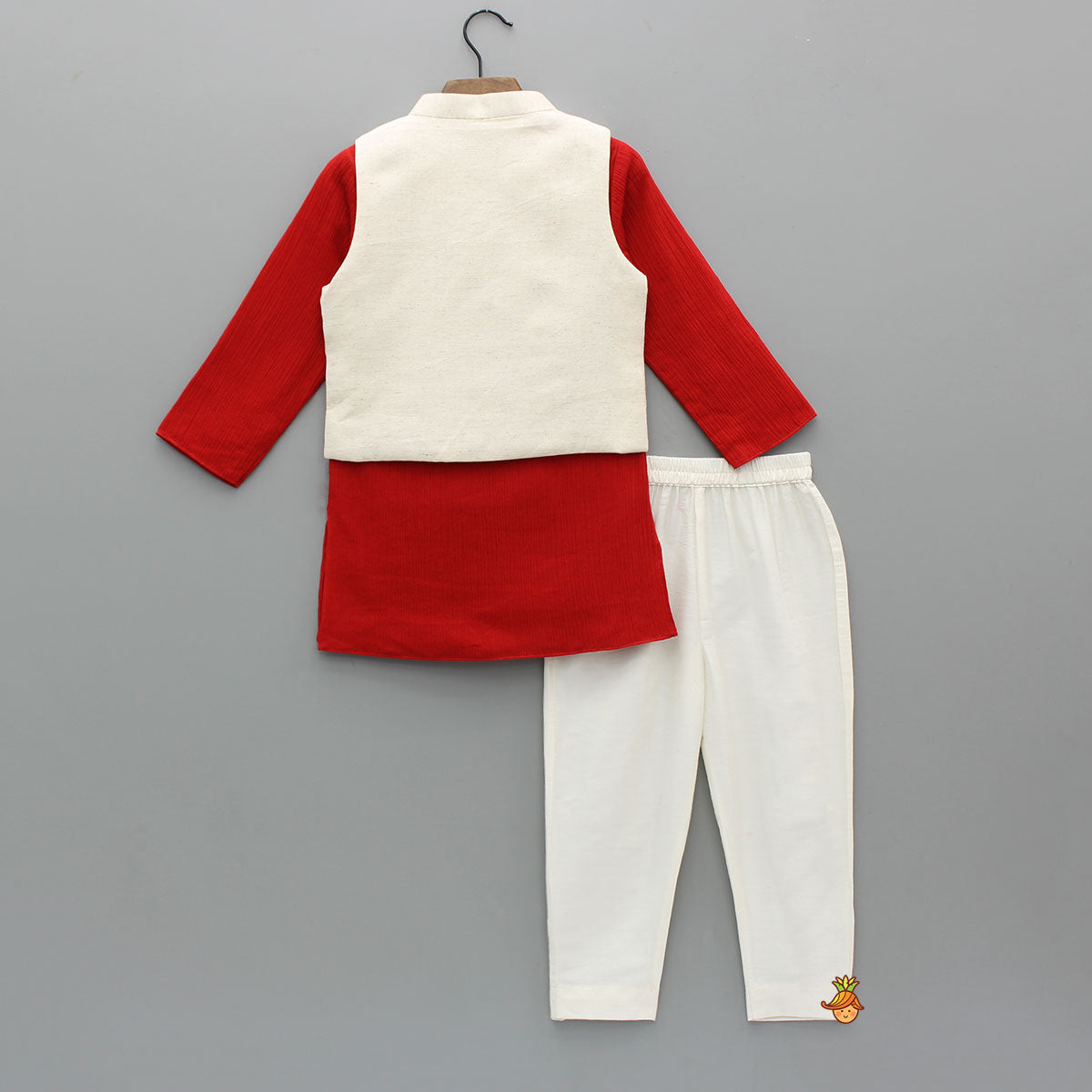 Pre Order: Ethnic Kurta With Embroidered Asymmetric Jacket And Pyjama