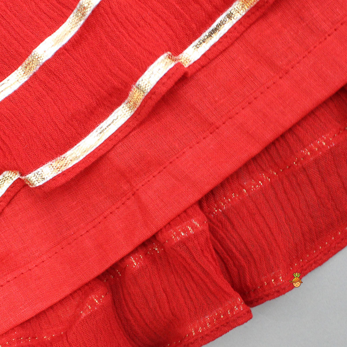 Pre Order: Tie Up Strappy Embroidered Top With Tiered Lehenga