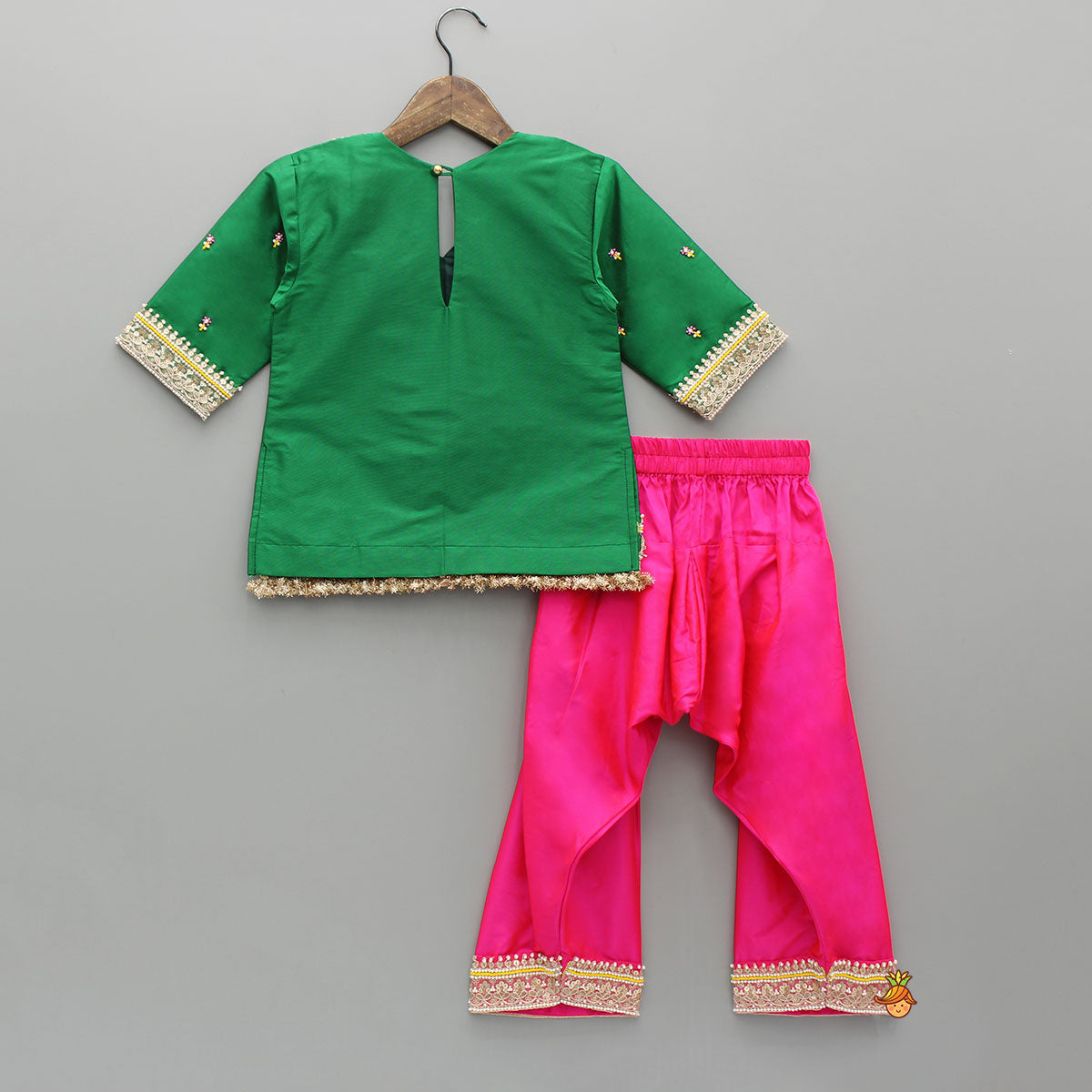 Pre Order: Beautiful Lace Work Green Kurti With Salwar And Dupatta