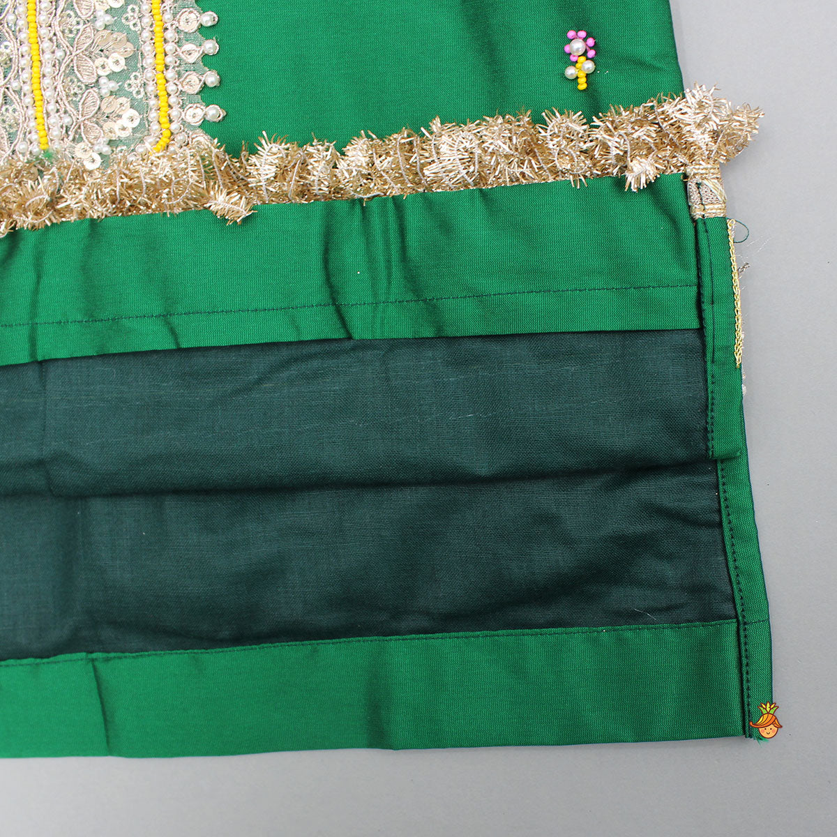 Pre Order: Beautiful Lace Work Green Kurti With Salwar And Dupatta