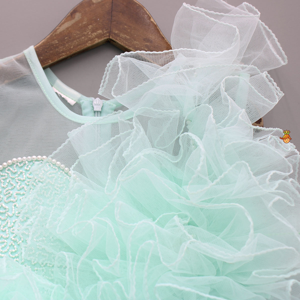 Pre Order: 3D Flower Embellished Net Tulle Dress