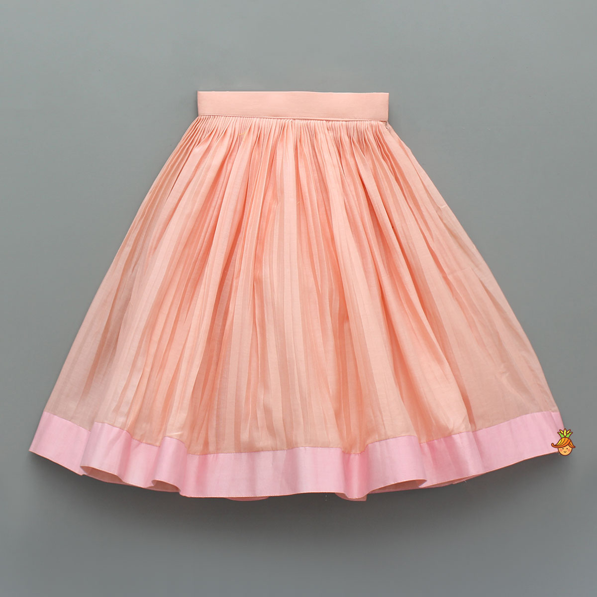 Pre Order: Halter Neck Floral Embroidered Peach Top With Pleat Detailed Lehenga