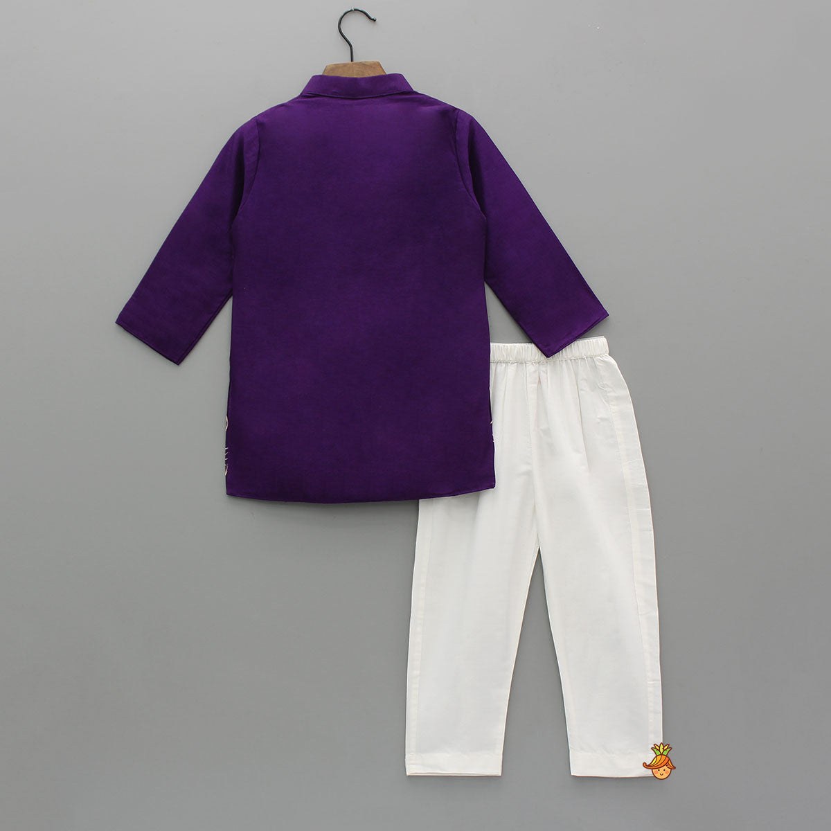 Pre Order: Purple Leaf Embroidered Kurta With Pyjama