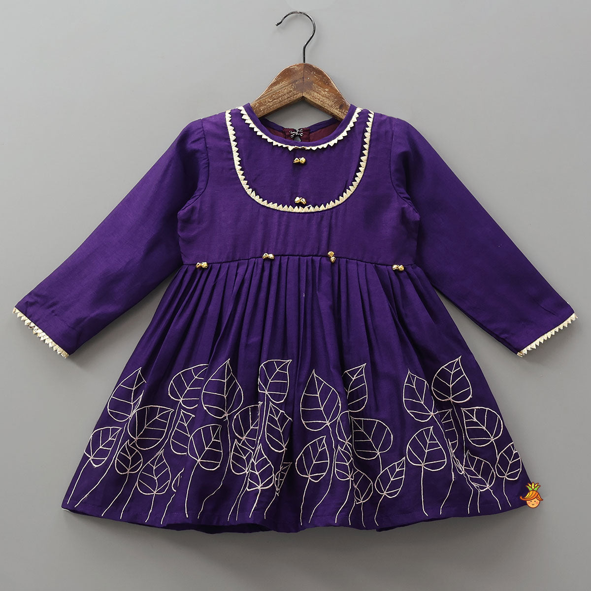 Pre Order: Leaf Embroidered Kurti With Matching Embroidered Palazzo And Dupatta