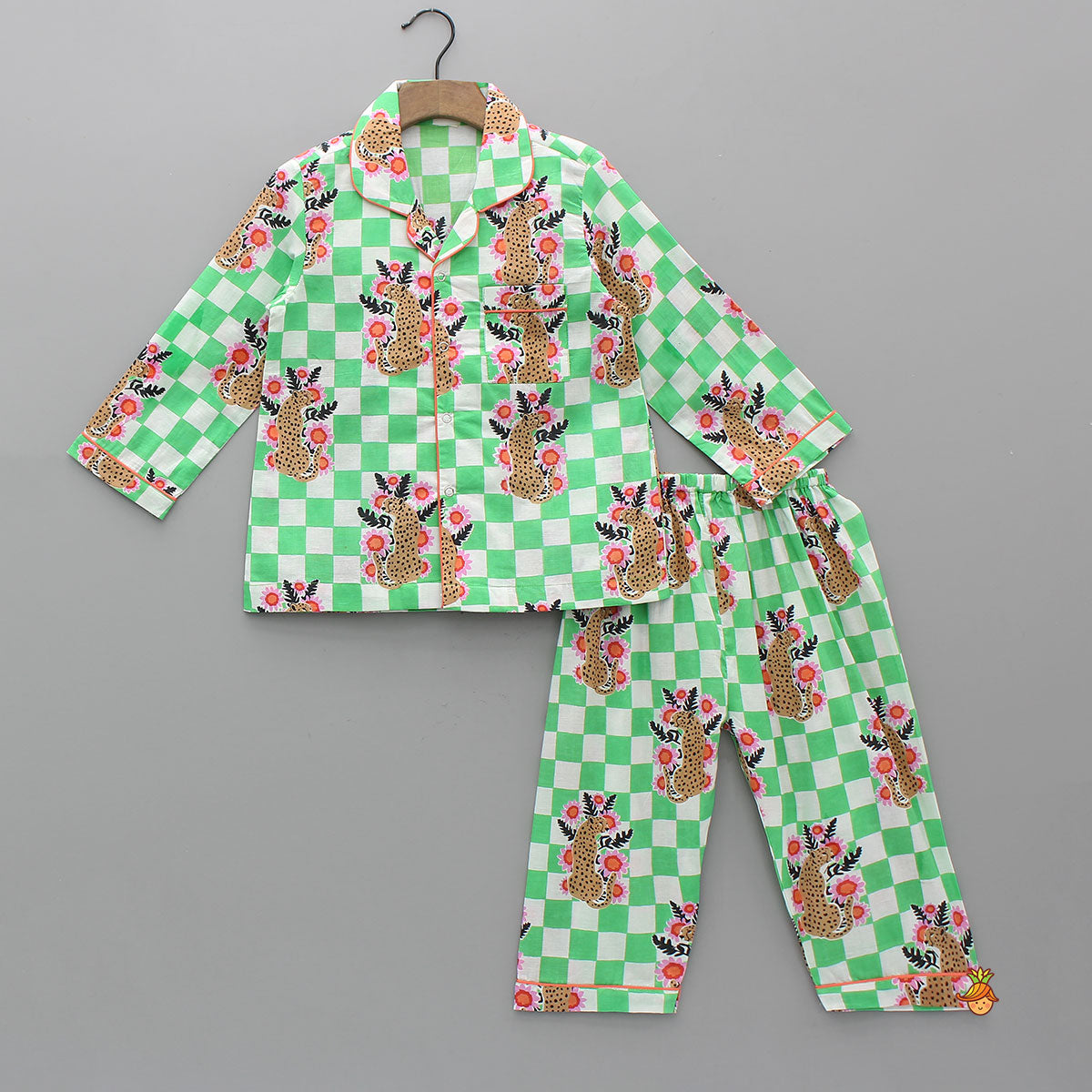 Pre Order: Animal Printed Notched Collar Sleepwear