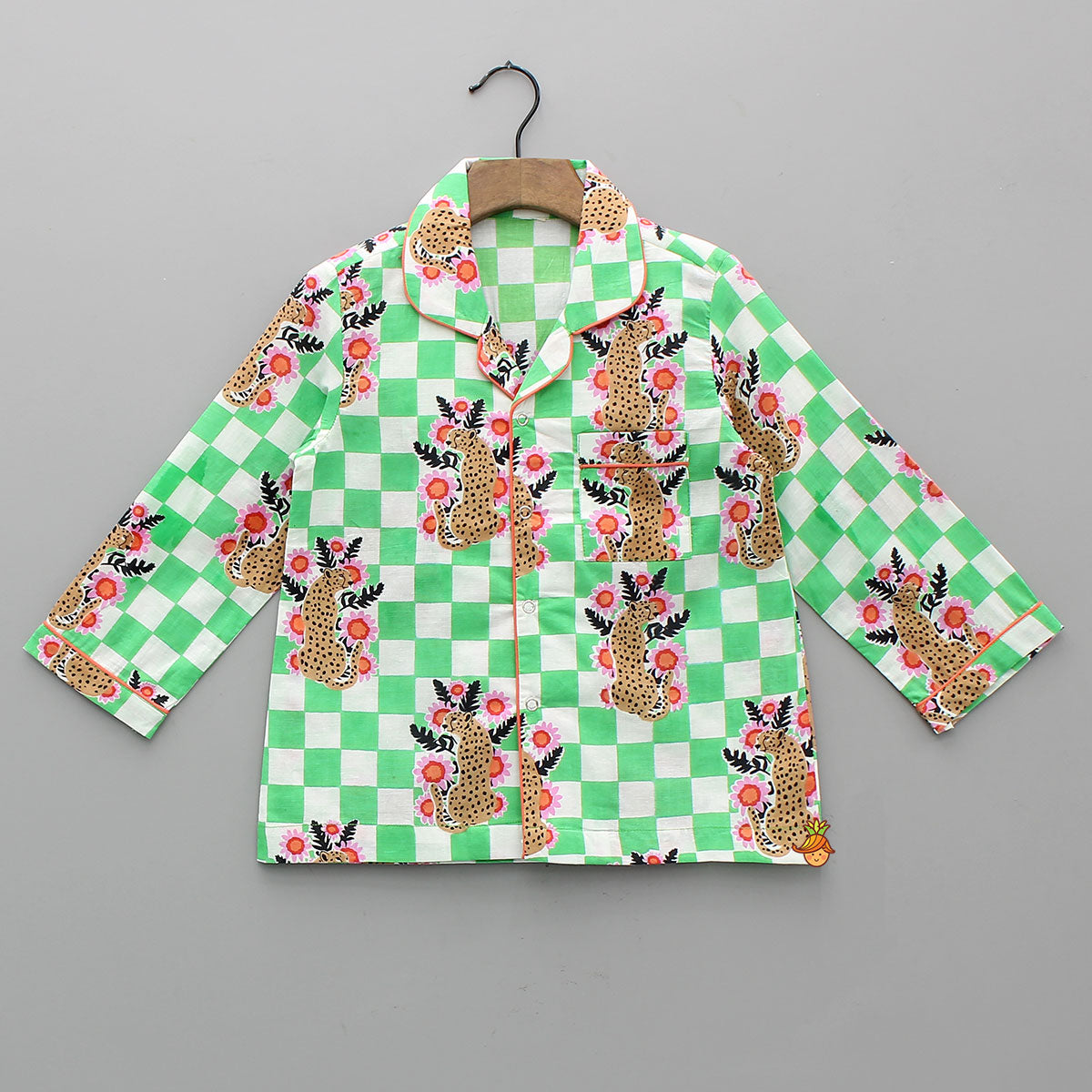 Pre Order: Animal Printed Notched Collar Sleepwear