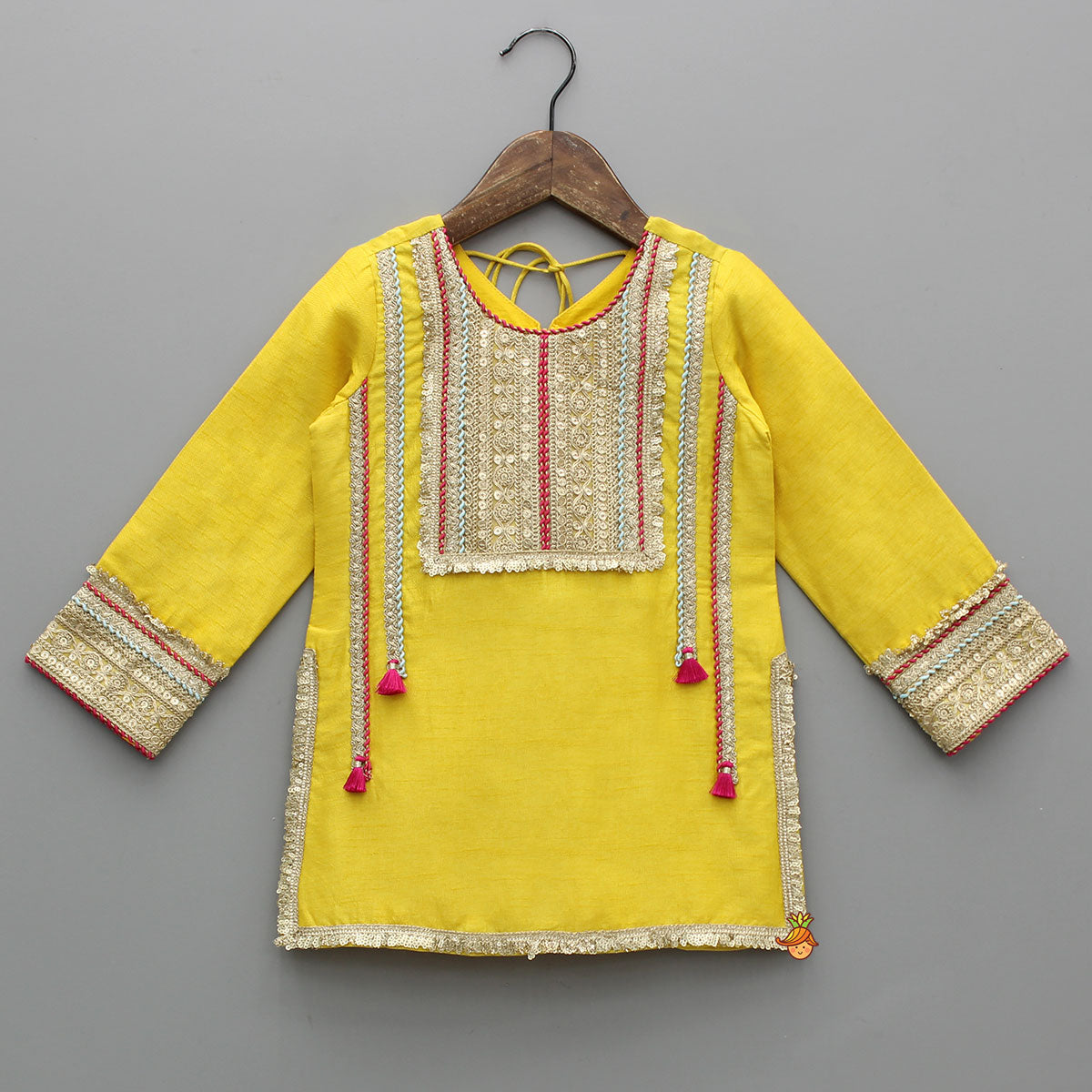 Pre Order: Lace Adorned Kurti With Matching Pant And Dupatta